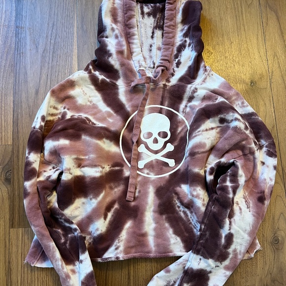 soulcycle Tops - Soulcycle Brown Tye dye cropped sweatshirt Small